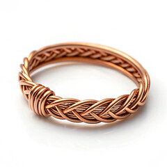 Naklejka premium Copper wire wrapped ring isolated on white background
