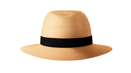 Stylish straw hat with black ribbon accent