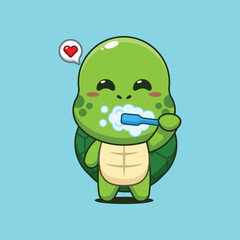 Cute tiger cartoon vector illustration brushing teeth