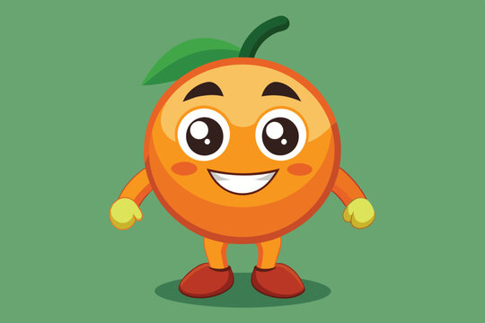 A vibrant orange character with exaggerated features and a smile stands happily on a solid green background, ready to delight viewers with its playful demeanor.