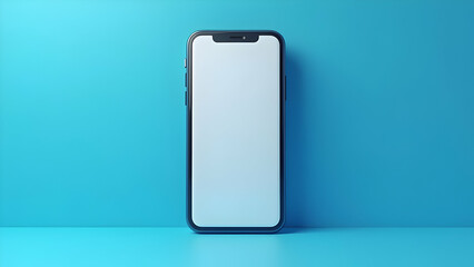 3D Rendering of Smartphone with Online Shopping App on Blue Background for Digital Commerce