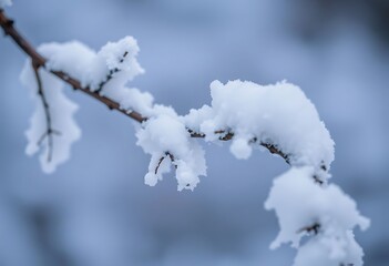 close up of a branch with snow on it