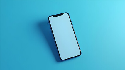 3D Rendering of Smartphone with Online Shopping App on Blue Background for Digital Commerce