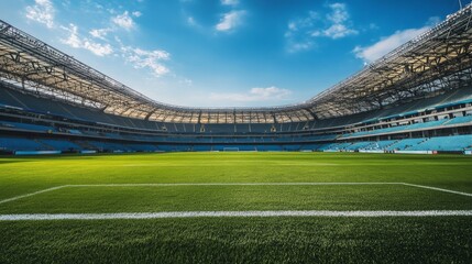 Exciting football match at modern stadium urban city sports photography daytime wide angle competition atmosphere
