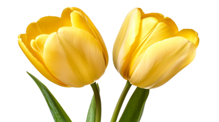 Bright yellow tulips blooming with vibrant petals