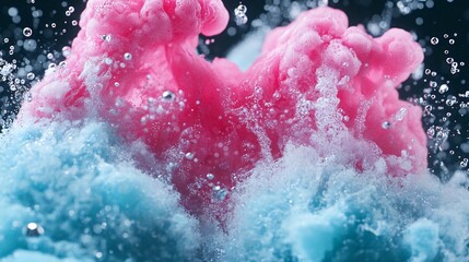 Pink and blue ink swirling in water, abstract background. Use Design, art, science
