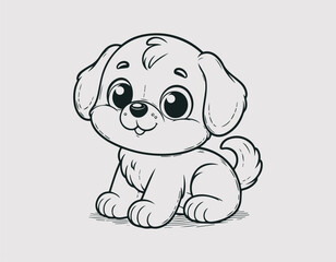 Fototapeta premium Cute Puppy Cartoon Line Art Coloring Page