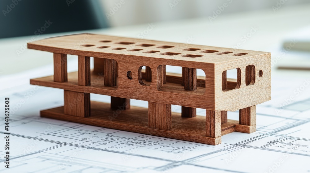 Aufkleber architectural model design process studio workspace wood structure creative environment close-up vie