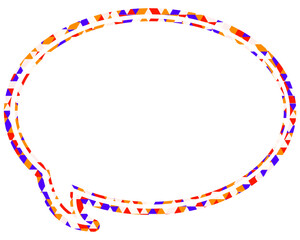 ステンドグラス風吹き出し　三角形模様　丸形