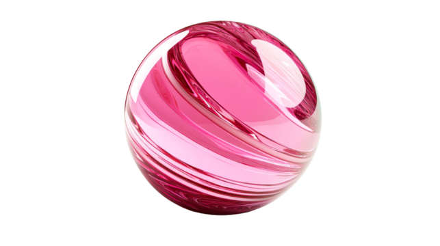 Elegant pink glass sphere with swirling patterns