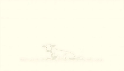 Minimalist illustration of a resting cow in a bright, muted color palette