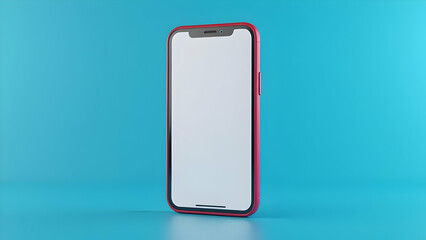 3D Rendering of Smartphone with Online Shopping App on Blue Background for Digital Commerce