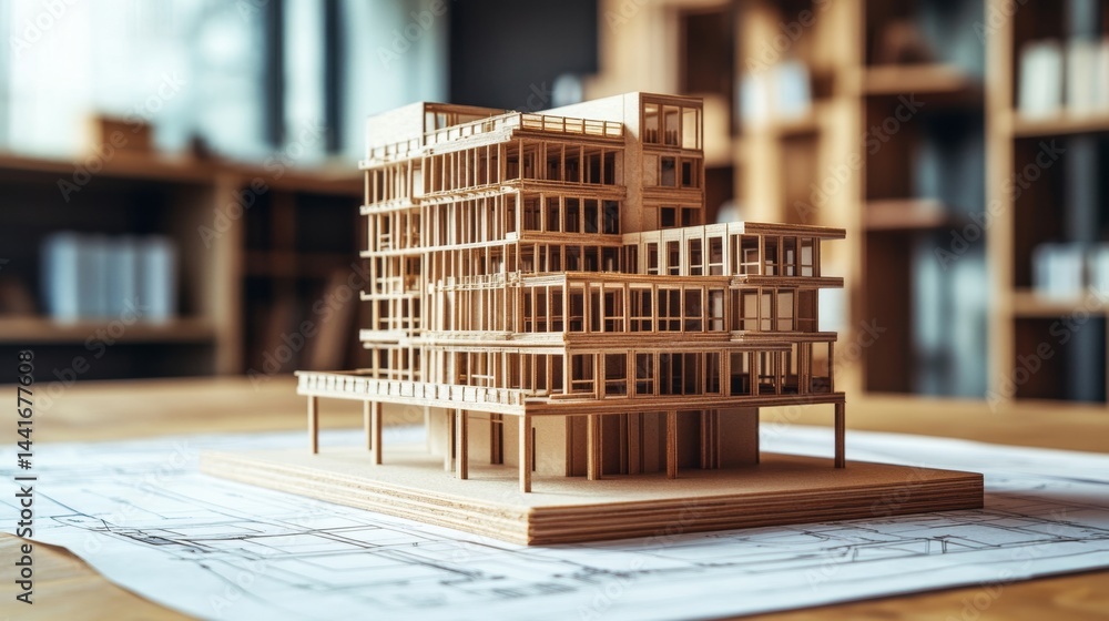 Poster construction model display architecture studio 3d render indoor workspace close-up view design inspi