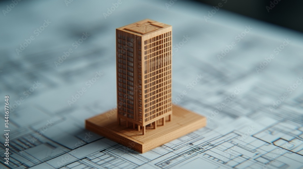 Poster architectural model showcase design studio visual representation creative workspace close-up buildin