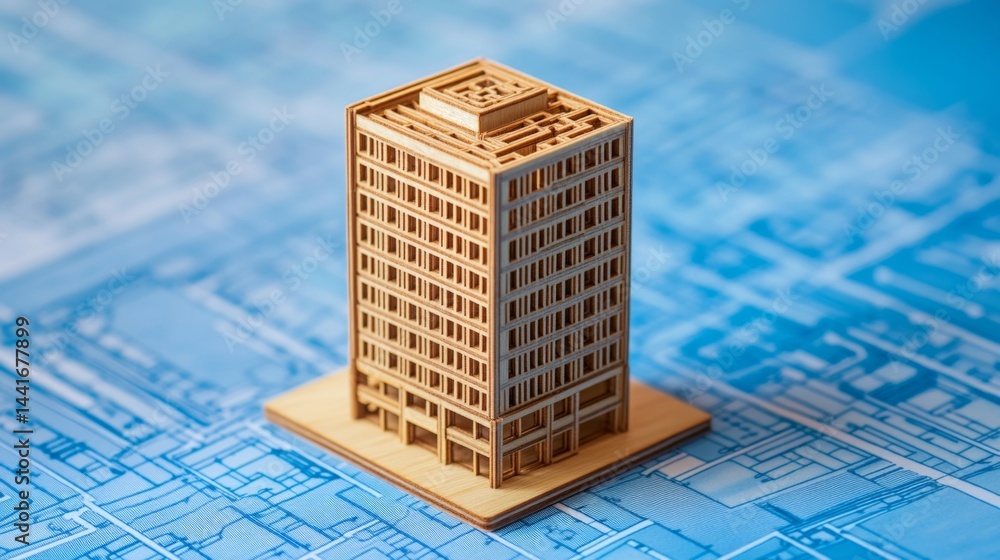 Poster architectural model showcase urban setting 3d design blueprint environment close-up view innovative 