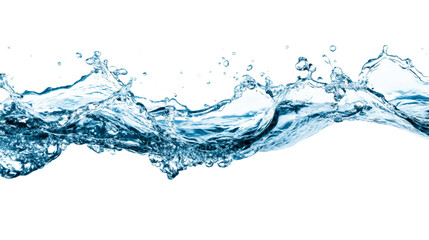 Clear blue water forms dynamic waves with splashes