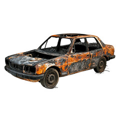  Burned Car, transparent background, isolated [Transparent Background PNG] 