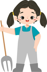 Cute farm girl gives thumb up