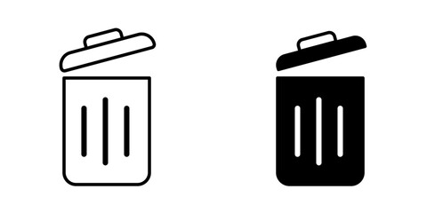 Trash Can icon set. Trash Can vector icon in line design for web design, logo and mobile app. Symbol of Trash Can on white background. Vector illustration.