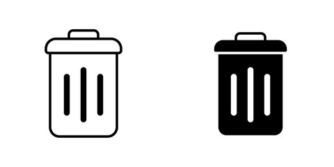 Trash Can icon set. Trash Can vector icon in line design for web design, logo and mobile app. Symbol of Trash Can on white background. Vector illustration.