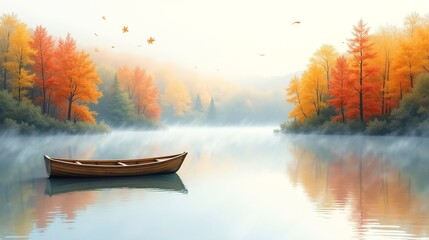 Misty Morning Reflections: A Peaceful Lake Scene