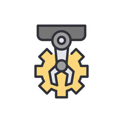 Engineering robot colored icons, minimalist vector illustration ,simple transparent graphic element .Isolated on white background