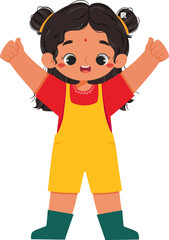 Cute farm girl in Hijab with Pitchfork for Education Kids