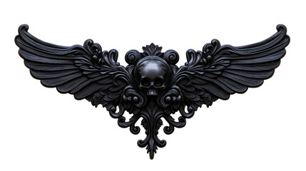 Ornate black winged skull design