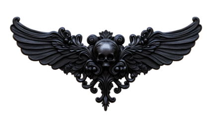 Ornate black winged skull design