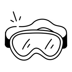 A hand drawn style icon of a ski goggles 
