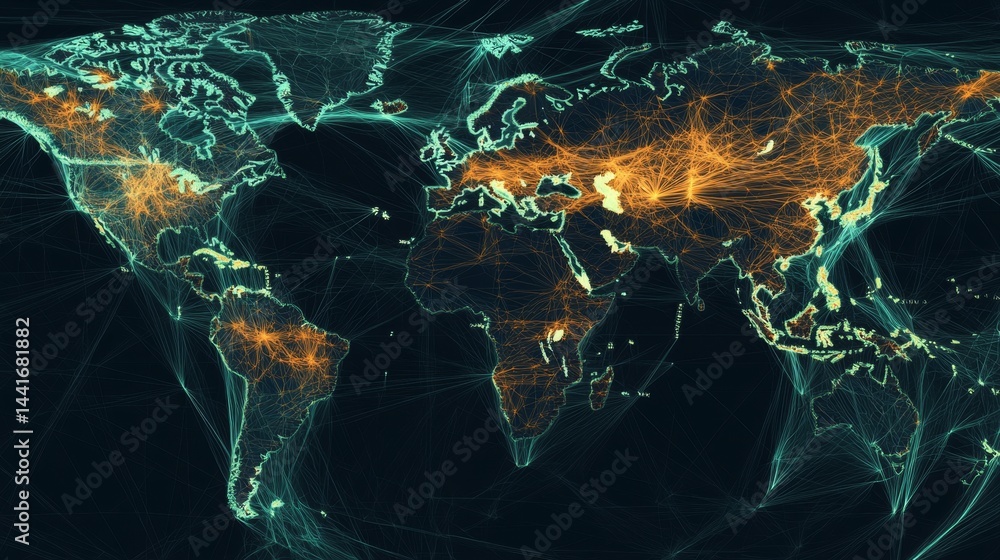 Poster global connectivity visualization worldwide data visualization digital environment abstract viewpoin