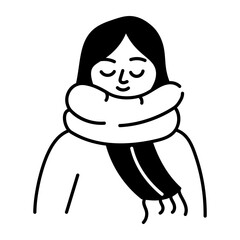A character doing winter clothing, doodle icon 
