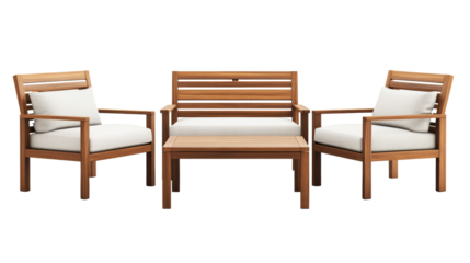 Elegant wooden seating set for outdoor relaxation