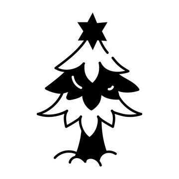 A hand drawn icon of a snow tree 
