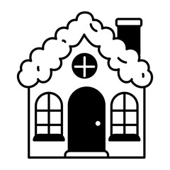 A doodle style icon showing a snow house 
