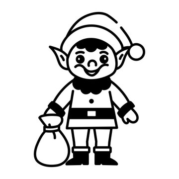 A hand drawn icon of a christmas elf 
