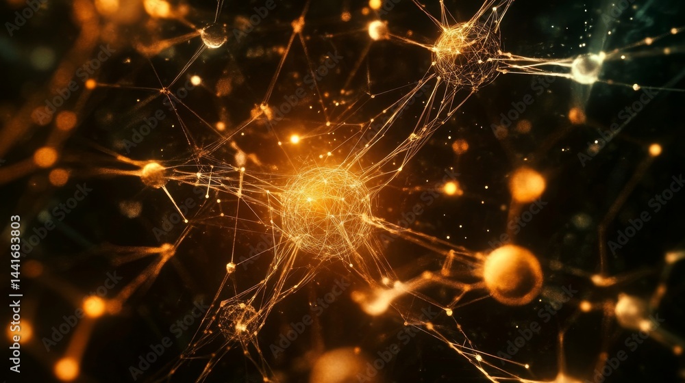 Poster dynamic neuronal connections in a microscopic environment scientific visualization abstract concept 