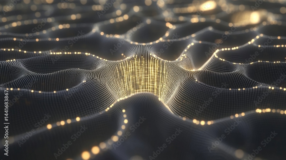 Poster dynamic light patterns in a digital landscape abstract environment visual art 3d rendering conceptua