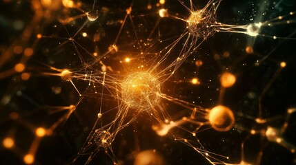 Dynamic neuronal connections in a microscopic environment scientific visualization abstract concept detailed view