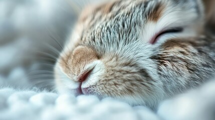 Macro image of rabbit nose while sleeping, soft focus background