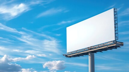 Obraz premium blank billboard set against a bright blue sky filled with wispy