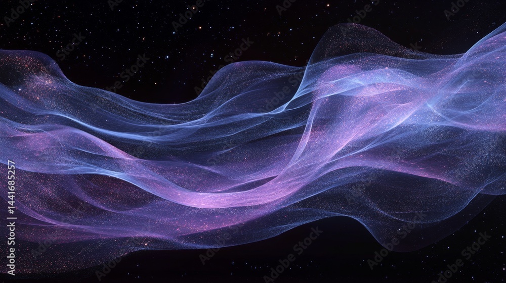Poster ethereal waves flowing in space cosmic scene digital art dark background abstract viewpoint visual c