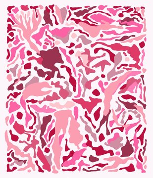 Abstract composition of pink plum geometric shapes