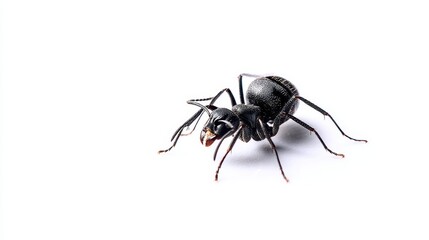 Close-up of a Black Ant Isolated on White Background