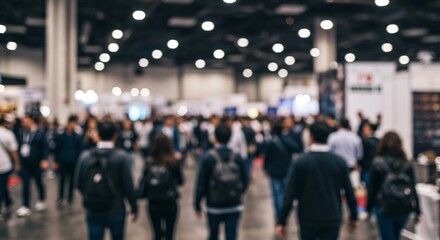 Blurred Image of Crowded Trade Show or Convention Floor