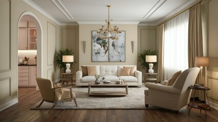 Fototapeta premium modern living room with fireplace