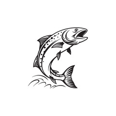 Bold Fish Silhouette Vector Illustration for Fishing Designs
