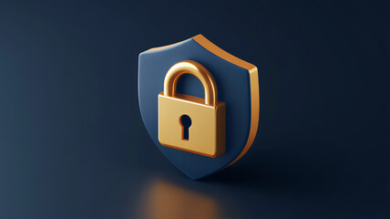 3D lock and keyhole for unauthorized, ssl security badge, golden shield. Access granted jewelry lock . Data lock, confidentiality icon. 3d lock, secure icon