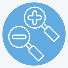 Icon Zoom Area. related to Location symbol. blue eyes style. design editable