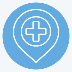 Icon Hospital. related to Location symbol. blue eyes style. design editable